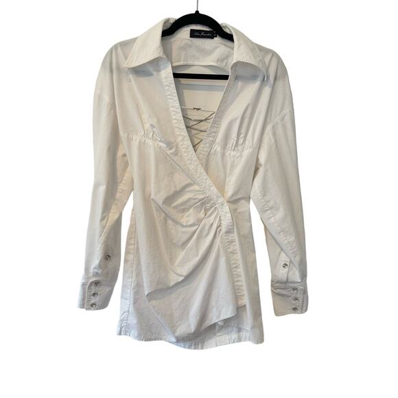 Nana Jacqueline Saddie Shirt Dress Open Back Diamond Embellished Mini - Picture 5 of 11